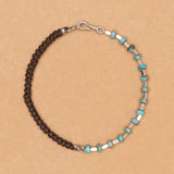 Tide Weave Leather Rope & Turquoise Stone Bracelet