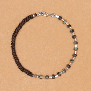 Tide Weave Leather Rope & Chrysoprase Stone Bracelet
