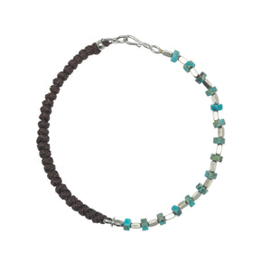 Tide Weave Leather Rope & Turquoise Stone Bracelet