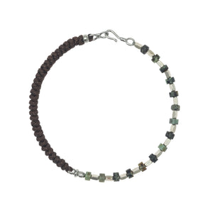Tide Weave Leather Rope & Chrysoprase Stone Bracelet