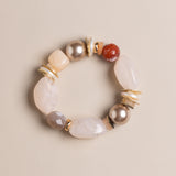 ROSE QUARTZ MIXED GEM STRETCHY BRACELET