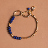 LAPIS LAZULI BEAD GOLD CHAIN BRACELET