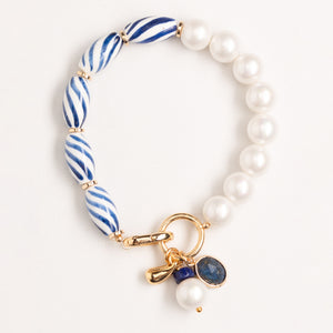WHITE LAPIS ASSYMETRICAL BEAD BRACELET