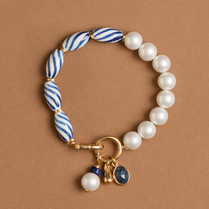 WHITE LAPIS ASSYMETRICAL BEAD BRACELET
