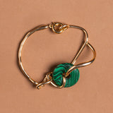 MALACHITE STONE METAL CRUVE BRACELETS