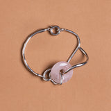 ROSE QUARTZ STONE METAL CRUVE BRACELETS