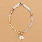 ROSE QUARTZ MIX FLORAL CHARM NECKLACE