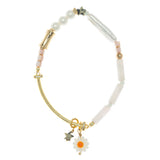 ROSE QUARTZ MIX FLORAL CHARM NECKLACE