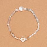 BLUE WHITE MIX STONE STRETCH BRACELET