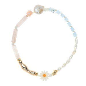 BLUE WHITE MIX STONE STRETCH BRACELET