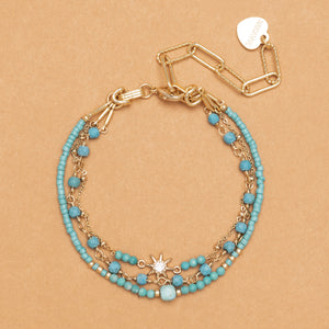 LAYERED TURQUOISE BEADED BRACELET