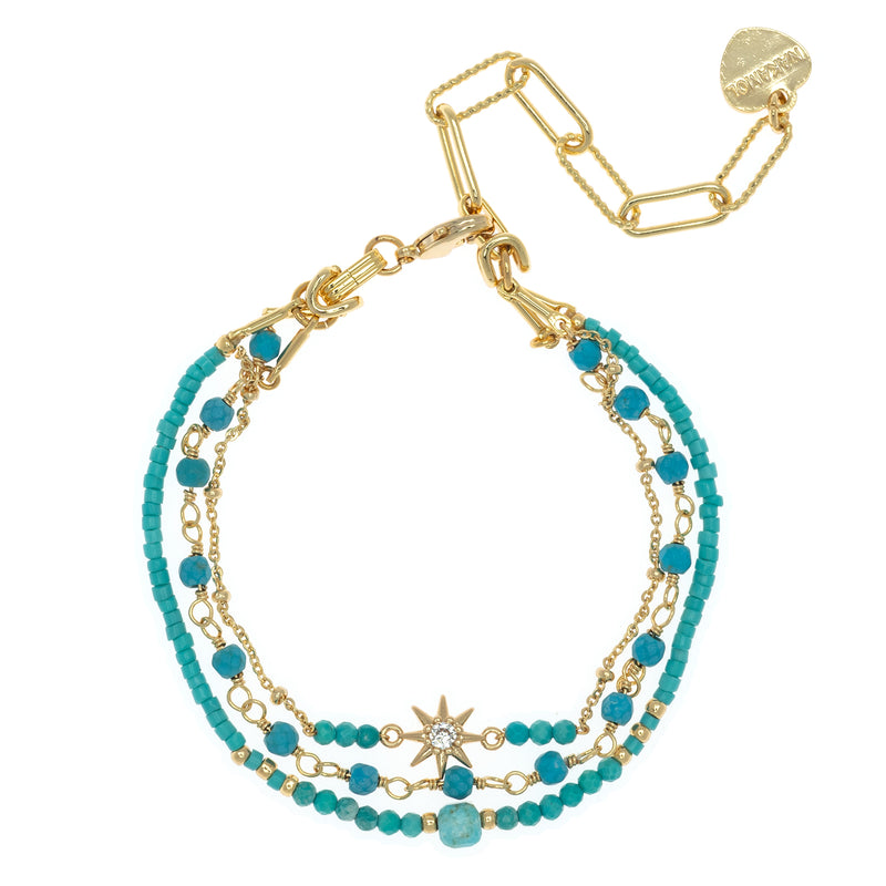 LAYERED TURQUOISE BEADED BRACELET