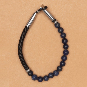 Lapis Braided Leather Bracelet