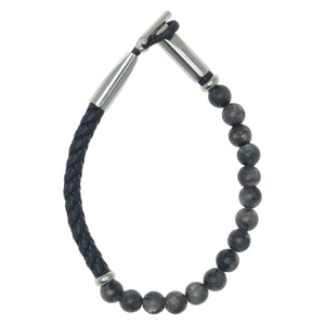 Black Labradorite Braided Leather Bracelet