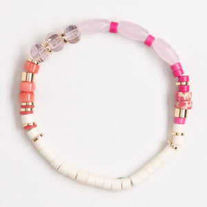 PINK AND WHITE MIX STRETCHY BRACELET