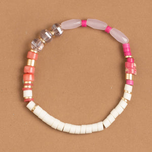PINK AND WHITE MIX STRETCHY BRACELET