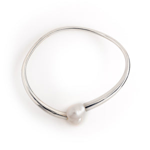 RHODIUM PEARL BANGLE