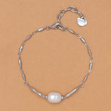 WHITE PEARL BAR CHAIN BRACELET