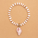 PINK CONUS CHARM STRETCHY BRACELET