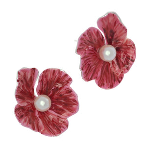 RED FLOWER DROP EARRINGS