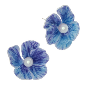 BLUE FLOWER DROP EARRINGS