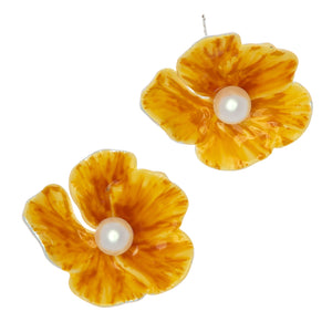 YELLOW FLOWER DROP EARRINGS