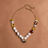 GOLDEN HEART BEADED NECKLACE