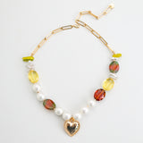 GOLDEN HEART BEADED NECKLACE