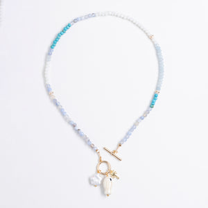 SKY BLUE PEARL BEADED NECKLACE