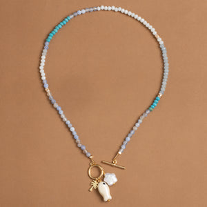 SKY BLUE PEARL BEADED NECKLACE