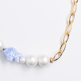 WHITE PEARL MIX ASYMMETRICAL NECKLACE