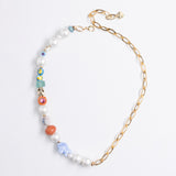 WHITE PEARL MIX ASYMMETRICAL NECKLACE