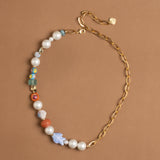 WHITE PEARL MIX ASYMMETRICAL NECKLACE