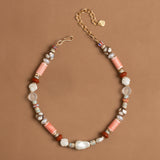 ORANGE MIX BEADED NECKLACE