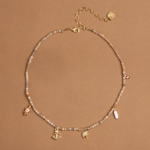 PEACH MIX GOLD CHARM NECKLACE