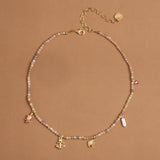 PEACH MIX GOLD CHARM NECKLACE