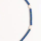 LAPIS WHITE BEADED NECKLACE