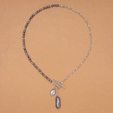 HOOP AND LOOP GREY PEARL NECKLACE