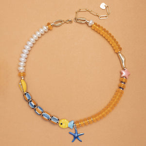 YELLOW BLUE STARFISH NECKLACE