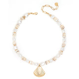 GOLDEN SHELL PEARL STRAND SHORT NECKLACE