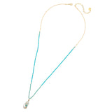 WHITE PEARL TURQUOISE LONG NECKLACE