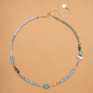 TURQUOISE MIX BEADED NECKLACE