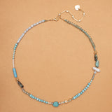 TURQUOISE MIX BEADED NECKLACE