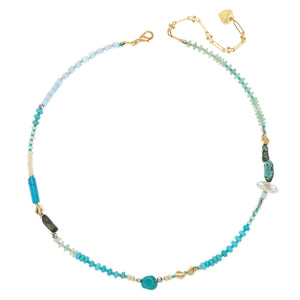 TURQUOISE MIX BEADED NECKLACE