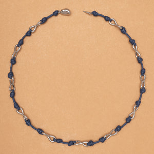 Blue Sea Knot Leather Rope Necklace
