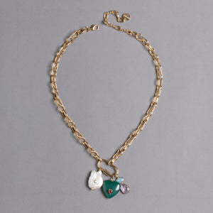 GREEN CHARM GOLD NECKLACE