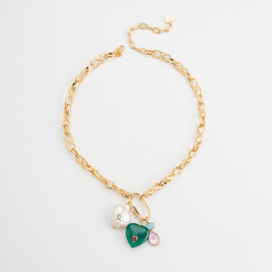 GREEN CHARM GOLD NECKLACE