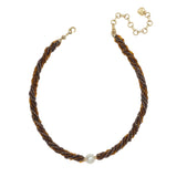 AMBER BEADS TWIST WITH PEARL NECKLACE (PRE-ORDER TAKES 15 DAYS)