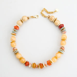 RAFFIA CREAM BEADED NECKLACE