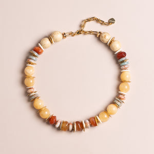 RAFFIA CREAM BEADED NECKLACE